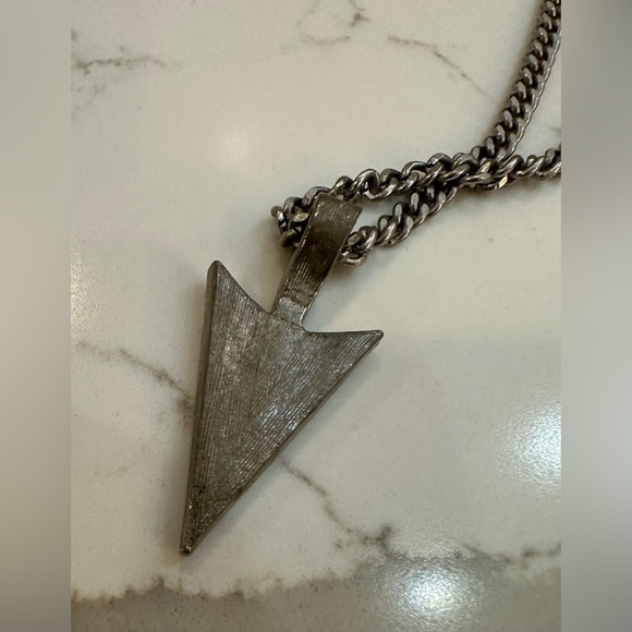 Amway silver arrowhead vintage necklace blue green abalone pendant - Picture 4 of 7